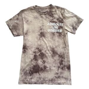 A Live Forever Tie Dye Double sided Tees S Graphic Tee Spell Out Brown